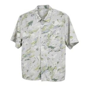 Lululemon Airing Easy Camp Collar Shirt Mens XL Grey Camo Short Sleeve - AC